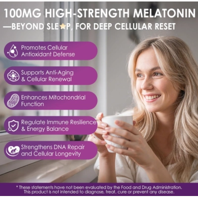 Melatonina 100mg, Saúde Antioxidante e Cognitiva, com Cúrcuma, Trans-resveratrol, Vitamina B12, 75 Cápsulas, Neviss