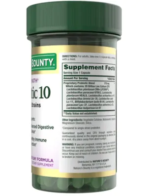 Ultra Strength Probiótico 10, 20 bilhões, 70 Cápsulas, Nature's Bounty