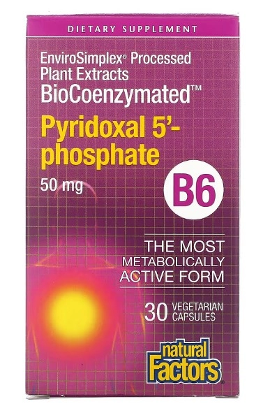BioCoenzymated, B6, Fosfato de Piridoxal, 50mg, 30 Cápsulas, Natural Factors