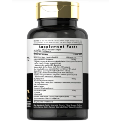 Testosterone Powerful formula, Testosterona para Homens, 60 Cápsulas, Carlyle