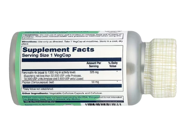 Pancreatina 1300mg, Suporte Avançado à Digestão 90 VegCaps, Solaray