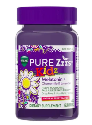 Melatonina Kids, PURE Zzzs Kidz, Camomila E Lavanda, 48 Gomas, Vicks