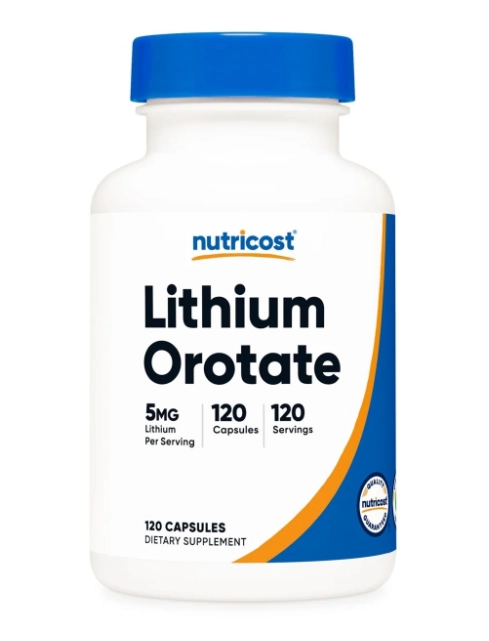 Lithium Orotate (Orotato de Lítio), 5mg, 120 Cápsulas, Nutricost