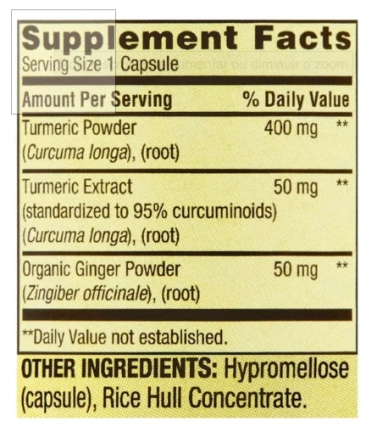 Cúrcuma, 500mg, Com 50mg de Gengibre em Pó, 90 Cápsulas, Spring Valley