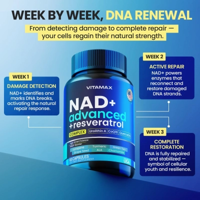 Liposomal NAD+ Supplement Extra Strength, 300mg, 60 Cápsulas, Vitamax