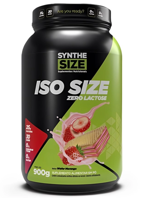 Whey Protein Iso Size, Sem lactose, Sabor Wafer Morango, Synthesize