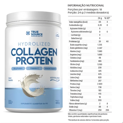 Collagen Protein, Sabor Neutro, 450g, True Source