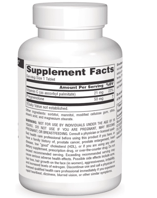 Pregnenolone 50mg, 120 Tabletes, Source Naturals