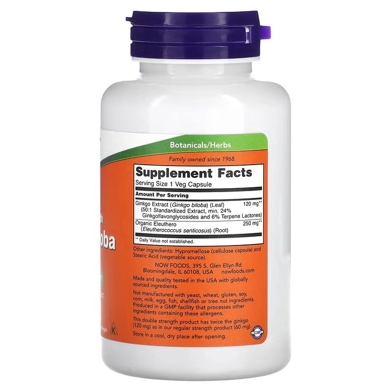 Ginkgo Biloba,  120mg, 100 Cápsulas, Now, Promoção vencimento próximo 30/05/2025