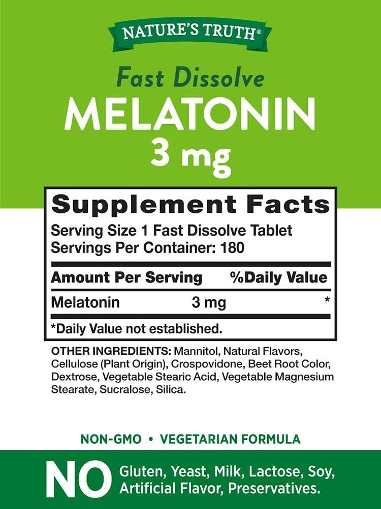 Melatonina 3mg, 180 Comprimidos Sublingual, Frutas vermelhas, Nature's Truth