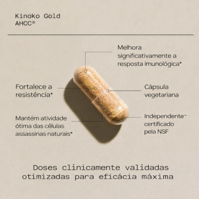 AHCC 500mg Kinoko Gold, Auxilia na Saúde Imunológica e Função Hepática, 60 Cápsulas, Quality of Life