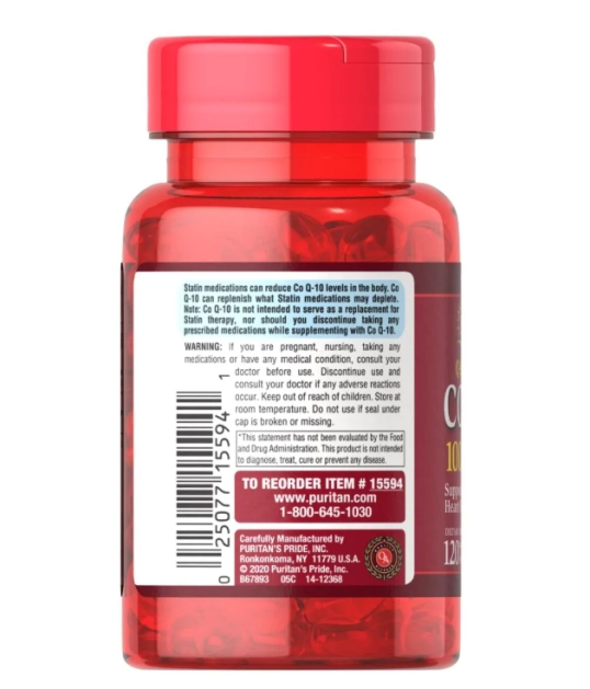 Coenzima Q10, 100mg, 120 Cápsulas em Gel, Puritan's Pride