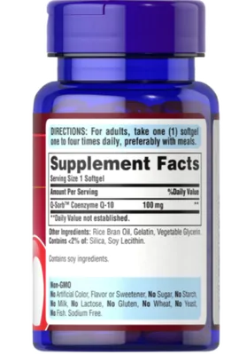 Coenzima CoQ10, 100mg, 60 Cápsulas, Puritan's Pride