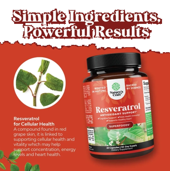 Resveratrol Natural, Activador Ampk, 60 Cápsulas, Natures Craft