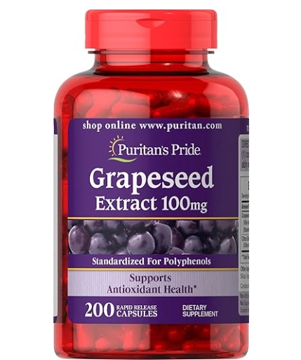 Grape Seed Extract, Semente de Uva 100mg, 200 Cápsulas, Puritan's Pride