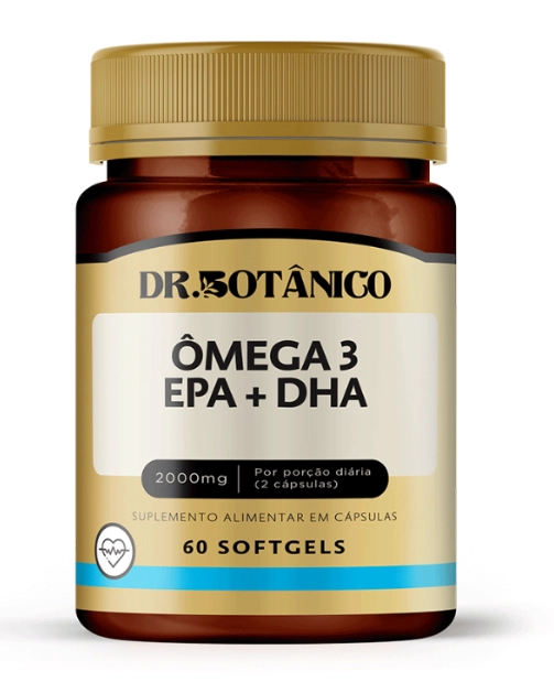 ômega-3 1500mg, EPA 250 + DHA 200,  60 cápsulas, Dr. Botanico