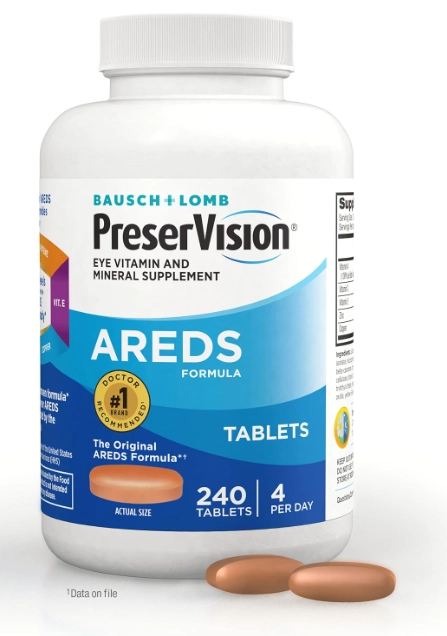 PreserVision Multivitamínico com Vitamínico e Mineral para os olhos, 240 Tablets, Bausch & Lomb