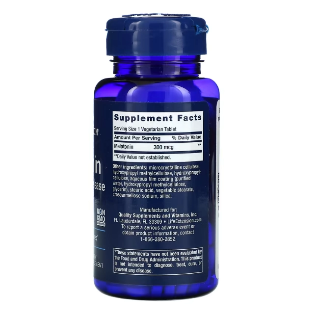 Melatonina, 300mcg, Time Release, 100 Comprimidos, Life Extension