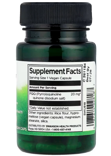 PQQ 20mg, 30 Cápsulas, Swanson