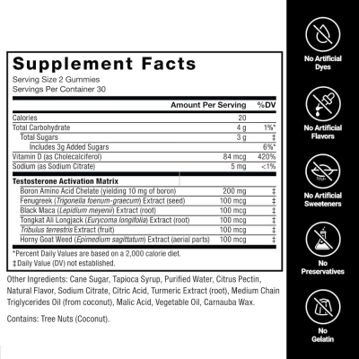 Test X180 Gummies, Força, Energia e Performance no Treino, 60 Gomas Berry Punch, Force Factor