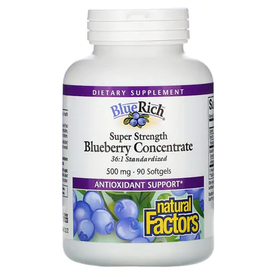 BlueRich, Concentrado de Mirtilo, 500 mg, 90 Cápsulas, Natural Factors