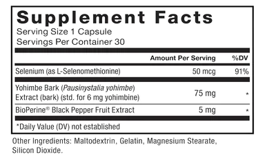 Extrato de casca Yohimbine 6mg, 30 cápsulas,  Force Factor