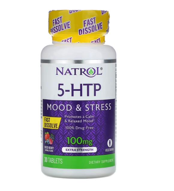 5-HTP, Dissolução Rápida, Força Extra,Bagas Selvagens, 100mg, 30 Comprimidos, Natrol