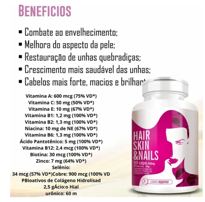 Hair Skin & Nails Mulher, 60 Cápsulas, Flora Nativa