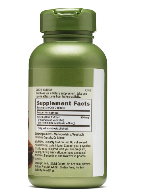 Yohimbine Extract, 450mg, 100 Cápsulas, GNC