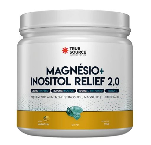 Magnésio + Inositol Relief 2.0, Sabor Maracujá, 375g, True Source