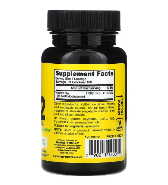 Metil B-12, 1.000mcg, 100 Pastilhas, Jarrow Formulas