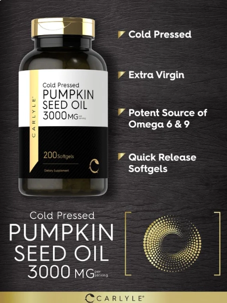Semente de Abóbora, Pumpkin Seed Oil, 3000mg, 200 cápsulas, Carlyle