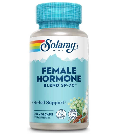 Female Hormone Blend, Hormônios Femininos Com Cimicifuga, Dong Quai e Flor da Paixão, 100 Cápsulas, Solaray