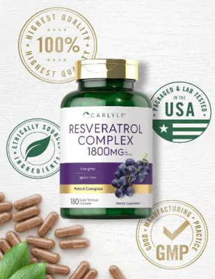 Resveratrol 1800mg, 180 cápsulas, Carlyle