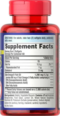 Ômega-3, 1290mg, (900 mg Omega-3) 60 cápsulas Mini gels, Puritans Pride