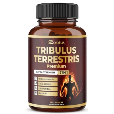 Tribulus Terrestris, 7 em 1, Força Extra, 150 Cápsulas, Zolotus