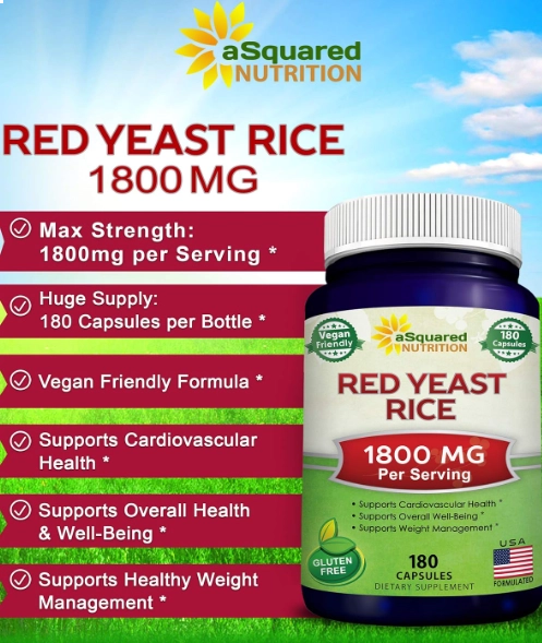 Red Yeast Rice, Arroz com Fermento Vermelho, 180 Cápsulas, aSquared Nutrition