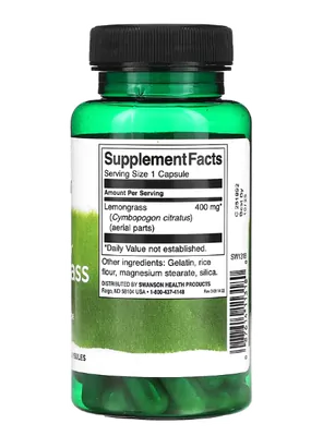 Capim limão, 400 mg, 60 Cápsulas, Swanson