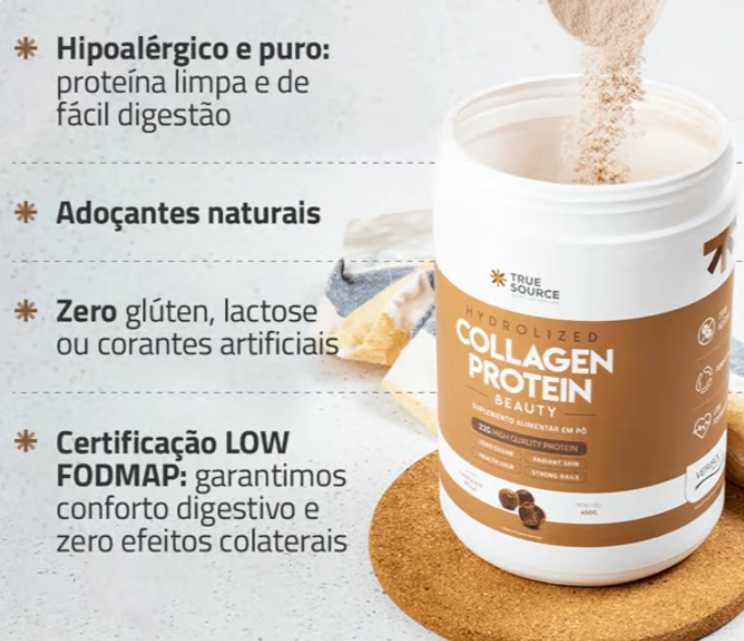 True Collagen Protein,  Sabor Chocolate Belga, 450g, True Source