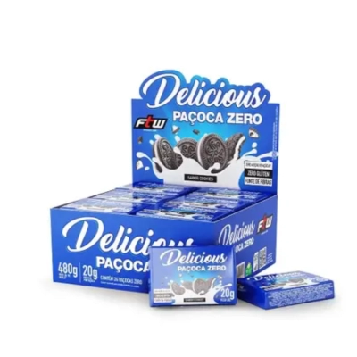 Delicious Paçoca, 3 Unidades 20g Cada, Sabor Cookies, FTW