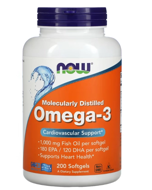 Ômega-3, 1,000mg, 180 EPA/120 DHA, 200 Cápsulas, Now