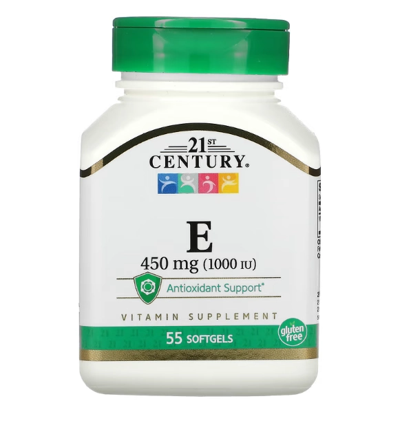 E, 450 mg (1.000 UI), 55 Cápsulas Softgel, 21st Century