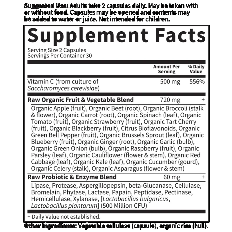 Vitamina C 500mg, 60 Capsulas, Garden Of Life