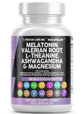Melatonina 10mg com Valerian Root, L-theanine, Ashwagandha e Magnésio, 60 Cápsulas, Clean Nutraceuticals