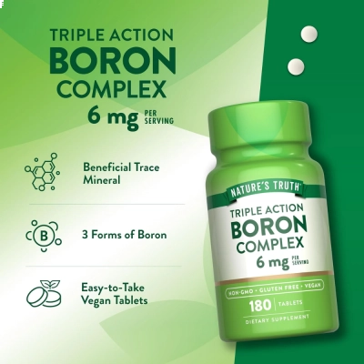 Boron, 6mg, Tripla Ação, 180 Comprimidos, Nature's Truth