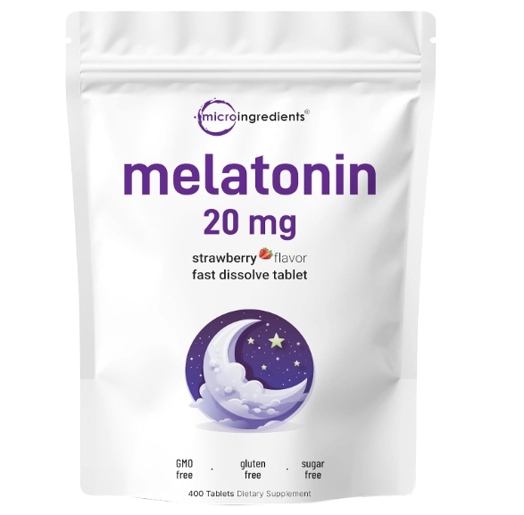 Melatonina 20mg, 400 Tablets Sabor Morango, Microingredients