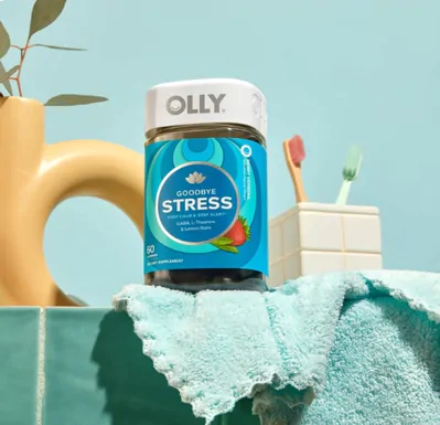 Goodbye Stress, com Gaba, L-Teanina e Erva-cidreira, 60 Gomas Sabor Morango, OLLY