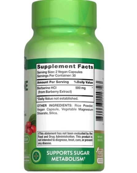 Berberina HCI 500mg, 60 Cápsulas, Nature's Truth