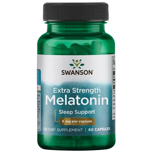 Melatonina 5mg Força Tripla (Extra strength) 60 capsulas, Swanson