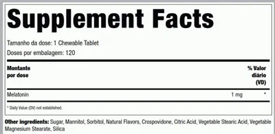 Melatonina kids 1mg, 120 Comprimidos mastigáveis, PipingRock